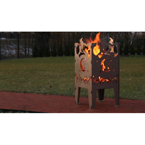 Ebern Designs Redford 29.52'' H x 14.6'' W Steel Wood Burning Outdoor